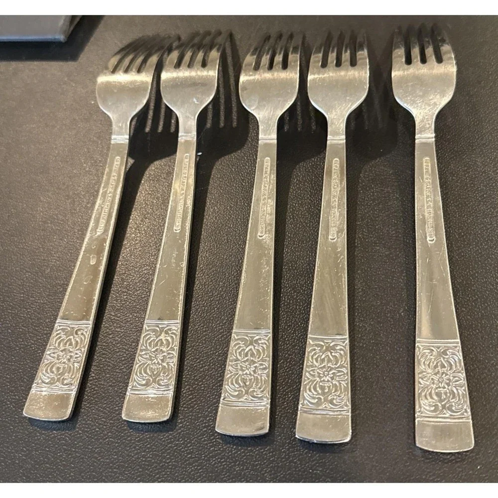 Reed Barton Harvest Bouquet Dinner Forks Fork  Set Of 5 Flatware Stainless Steel